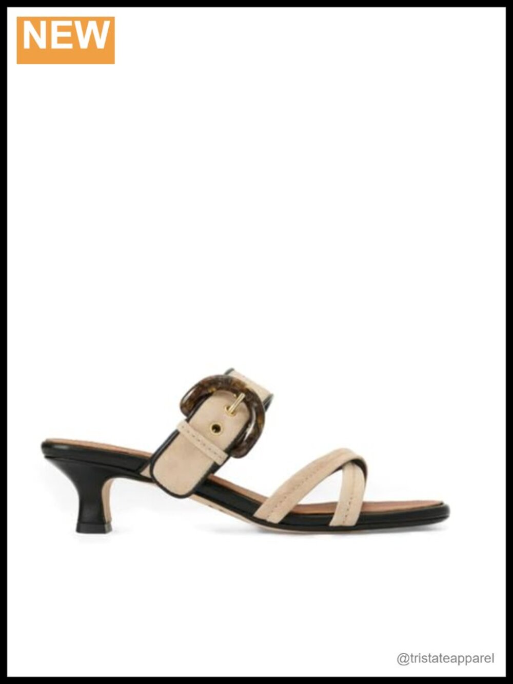 Leather Lined Slip On Heeled Sandals 2" Block Heel Criss-Cross